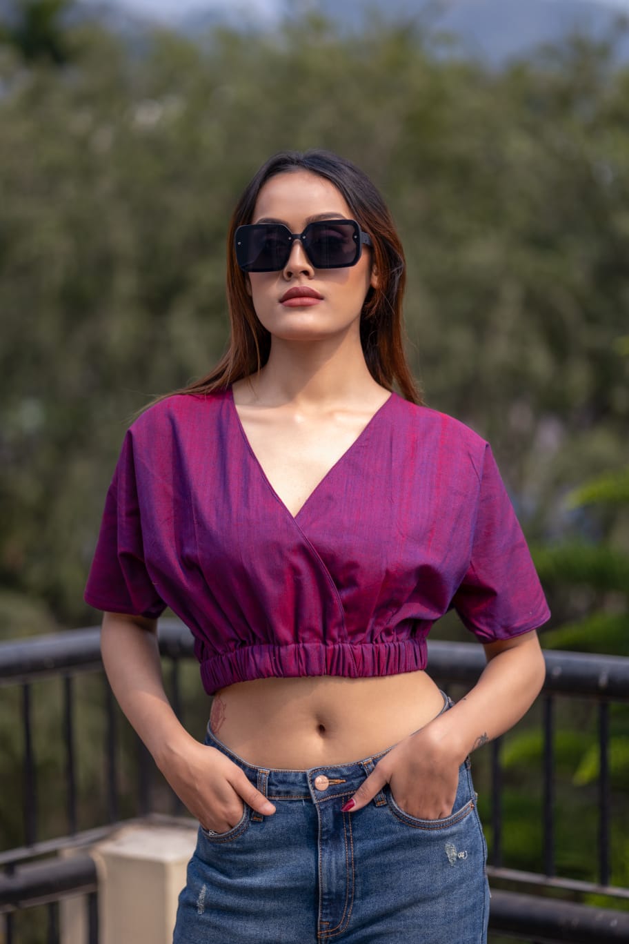 FLARED SLEEVE KAFTAN CROP TOP